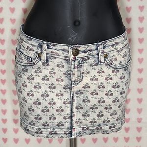 Jean Skirt With Rose Print Size S
